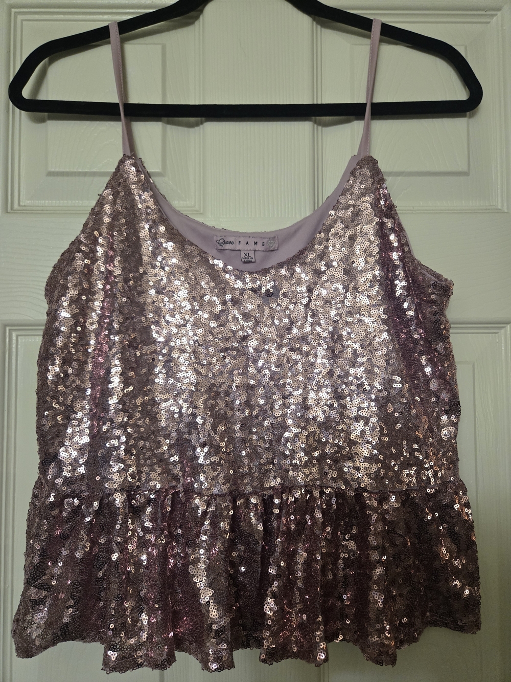 Woman's Pink Sequin Spaghetti-Strap Dress